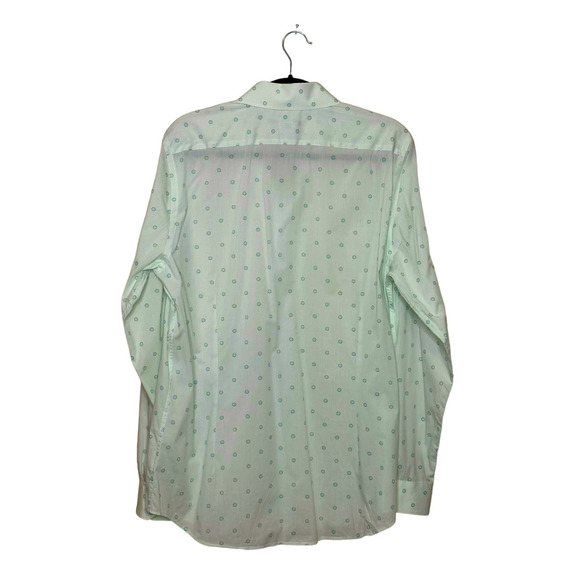 Express green blue polka dots long sleeves button extra slim dress shirt size L - Picture 2 of 8